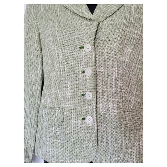 Michael Kors Linen Blend Spring Green & Cream Tweed Jacket Blazer - Size S - Picture 4 of 8